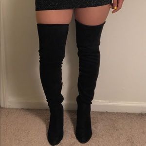 Over-The-Knee black suede boots
